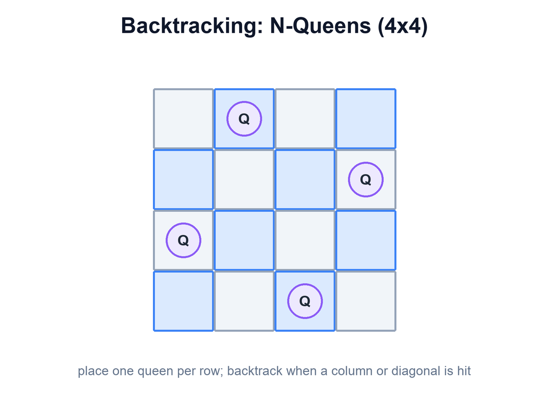 Four by four board with four non-attacking queens placed